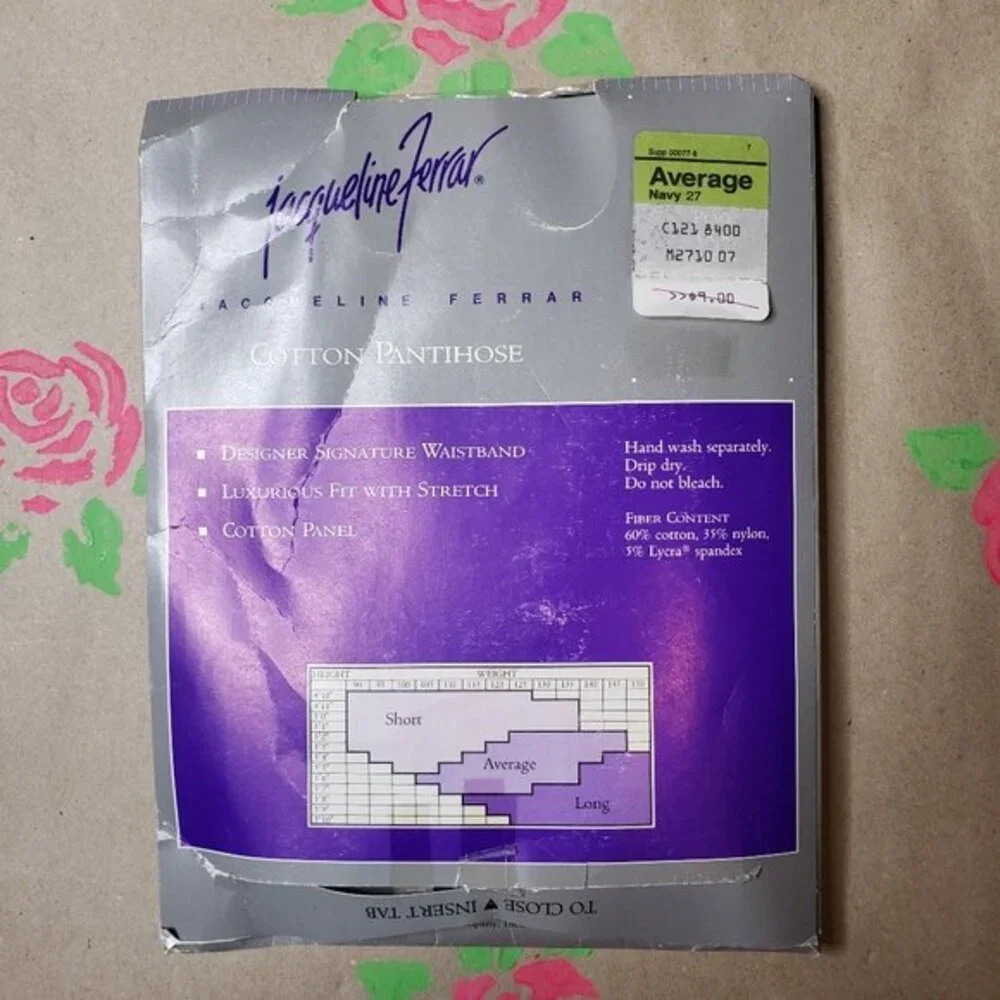 JACQUELINE FERRAR COTTON PANTYHOSE NAVY SIZE AVERAGE